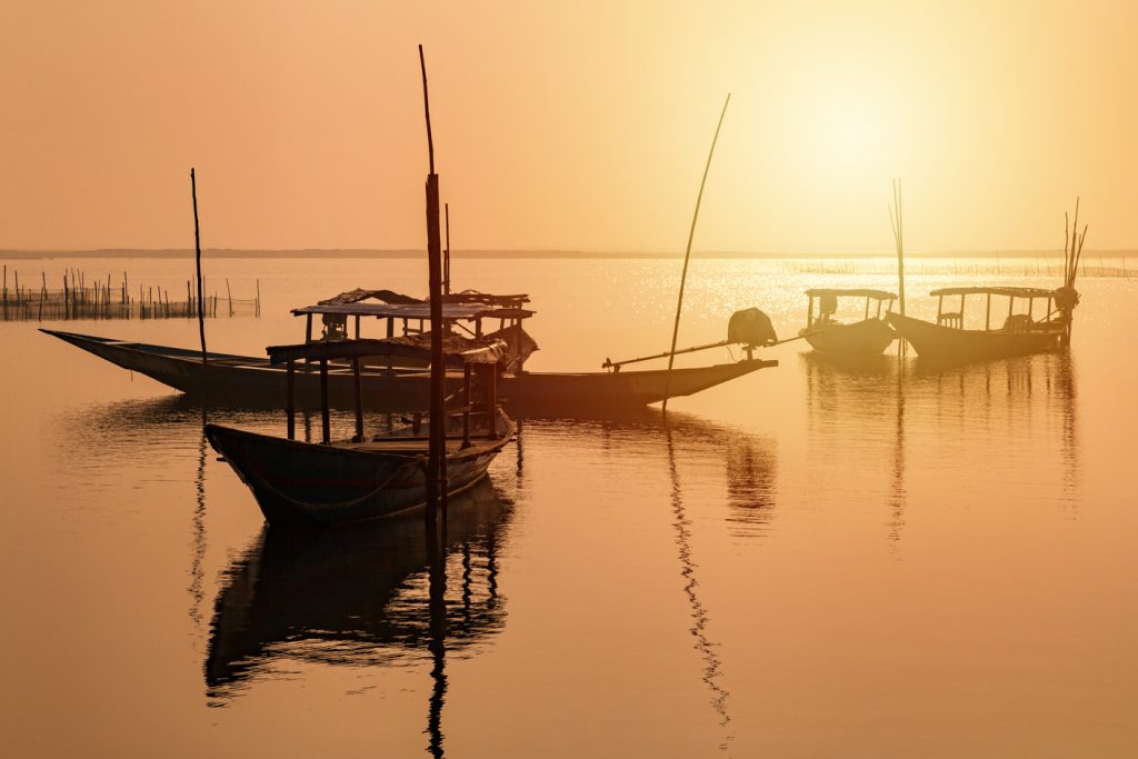 Local boats , means of exploring the Chilka lake on our Orissan Odysseys