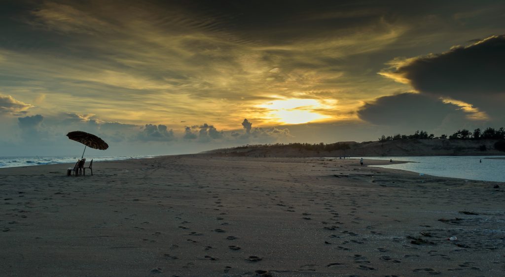 the calm and serene Puri Beach , on our Orissa Trip